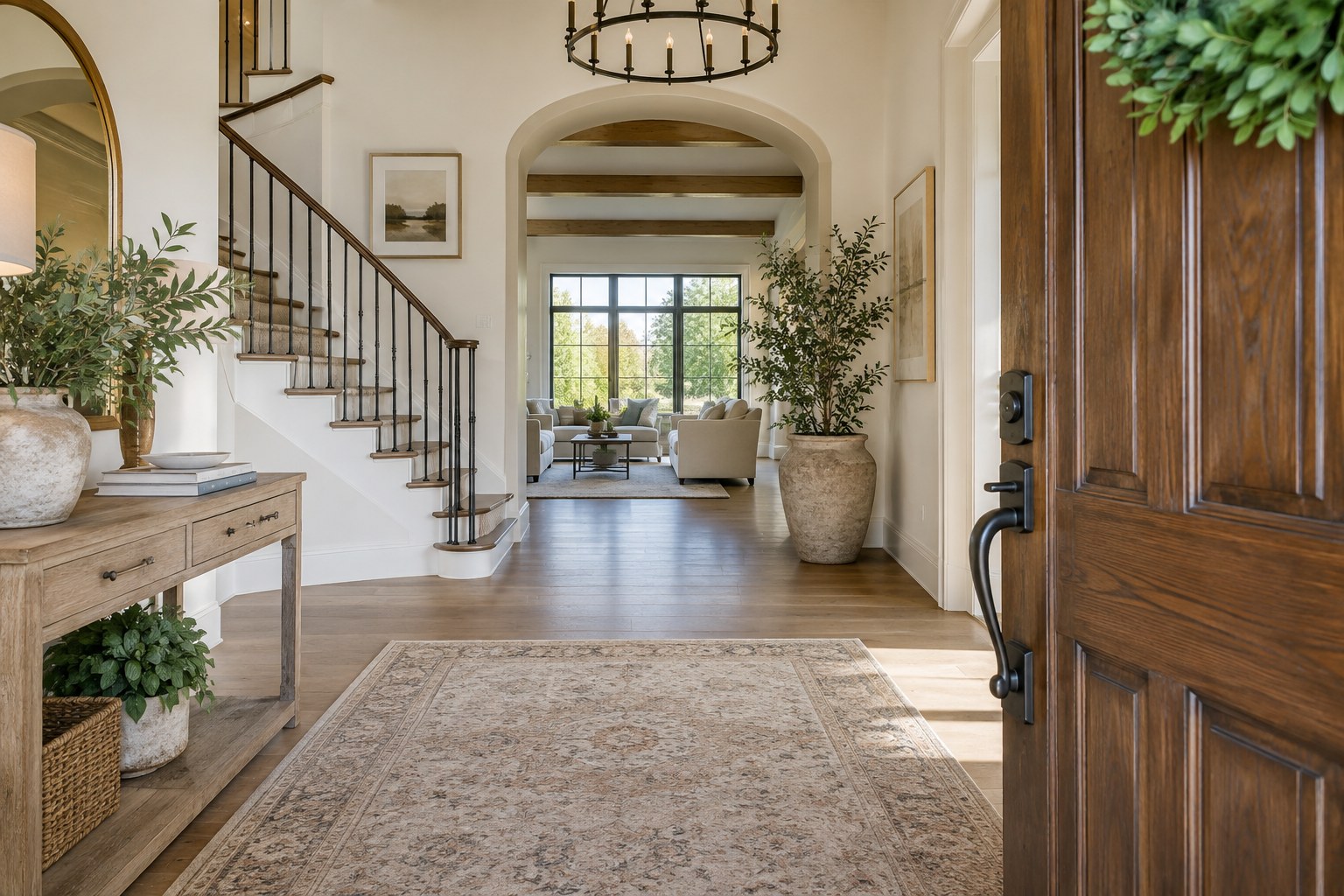A warm North Texas home entryway